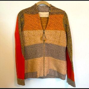 Change Of The Moon Multi Striped Colorblock Lambswool Knit Tassel Zip Sweater
